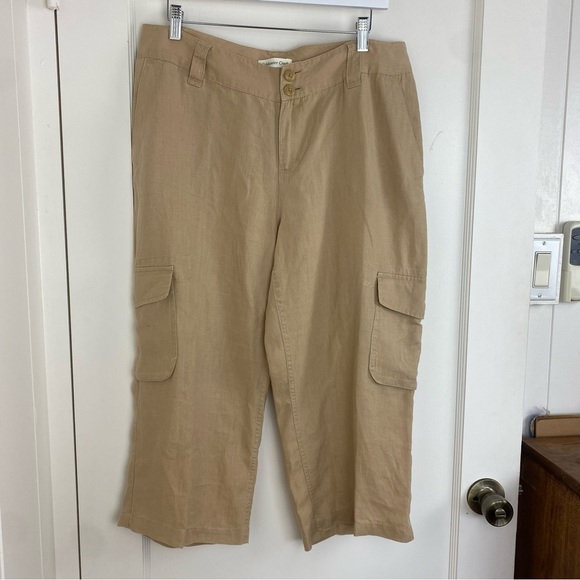 COLDWATER CREEK Linen Cargo Capri Pants size 12 - Picture 1 of 8
